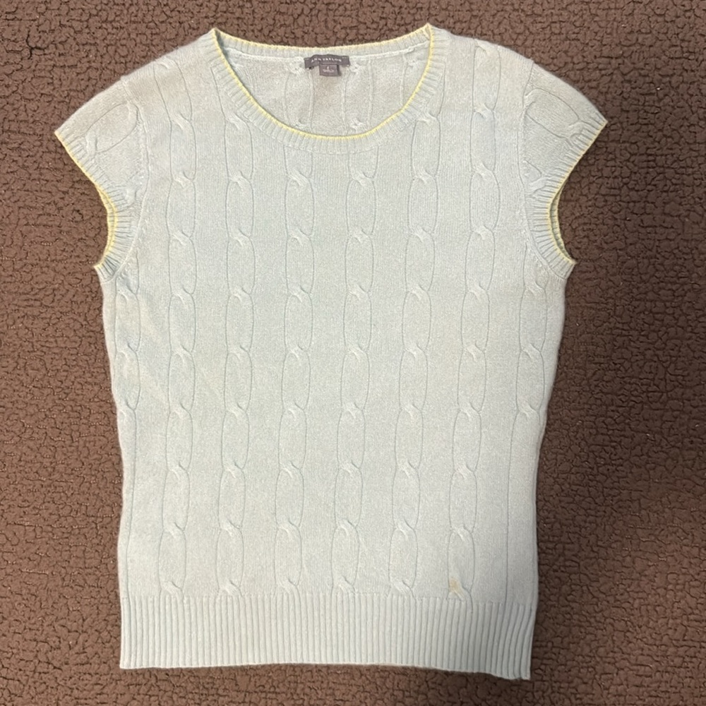 Ann Taylor Light Gray Cable Knit Sweater